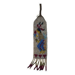 Handmade Native American Beaded Bookmark Chief Dancing Fringe Trade Beads VTG